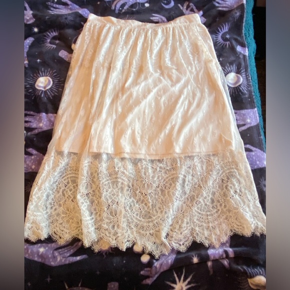 H&M Dresses & Skirts - Gorgeous lace midi skirt, size 14 with zipper and button and attached slip.